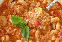 Hearty Lasagna Soup with Italian Sausage and Mozzarella