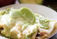 Honey-Lime Chicken Enchiladas with Avocado Cream Sauce