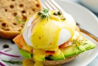 Smoked Salmon Eggs Benedict with Creamy Hollandaise and Chives
