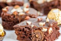 Decadent Ferrero Rocher Brownies with Milk Chocolate Ganache
