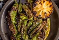 Grilled Shishito Peppers with Lemon Yogurt Dipping Sauce