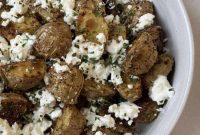 Crispy Roasted Baby Potatoes with Warm Feta Dip