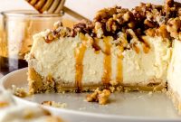 Goat Cheese Cheesecake with Roasted Honey Walnut Topping