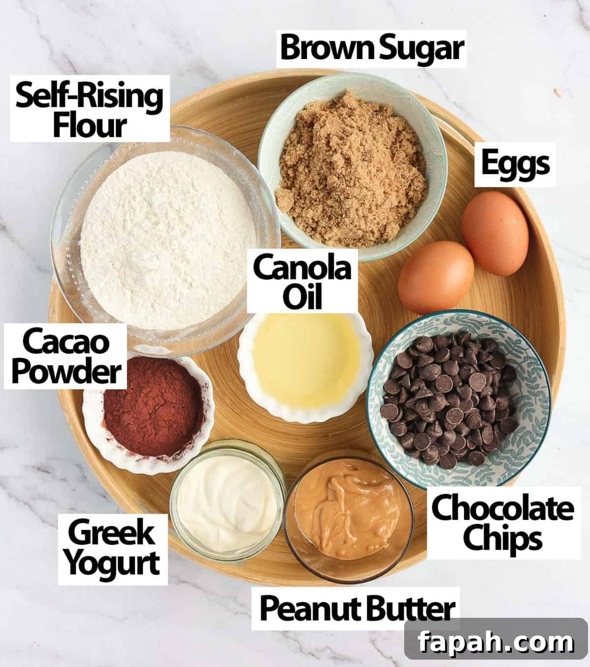 Ingredient placed in a round wooden tray.