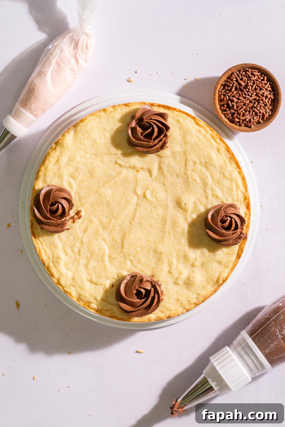 Sugar Cookie Cake Recipe: Soft, Chewy Layer Cake Guide 11 four chocolate buttercream rosettes piped on the cake
