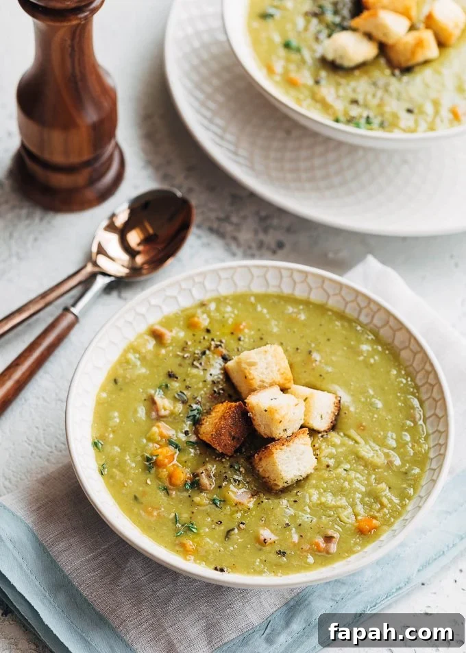 best split pea soup recipe in bowls