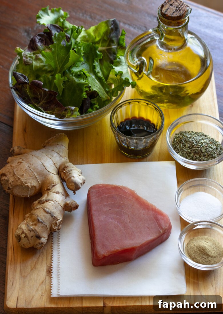 Ingredients used to prepare your grilled tuna. 