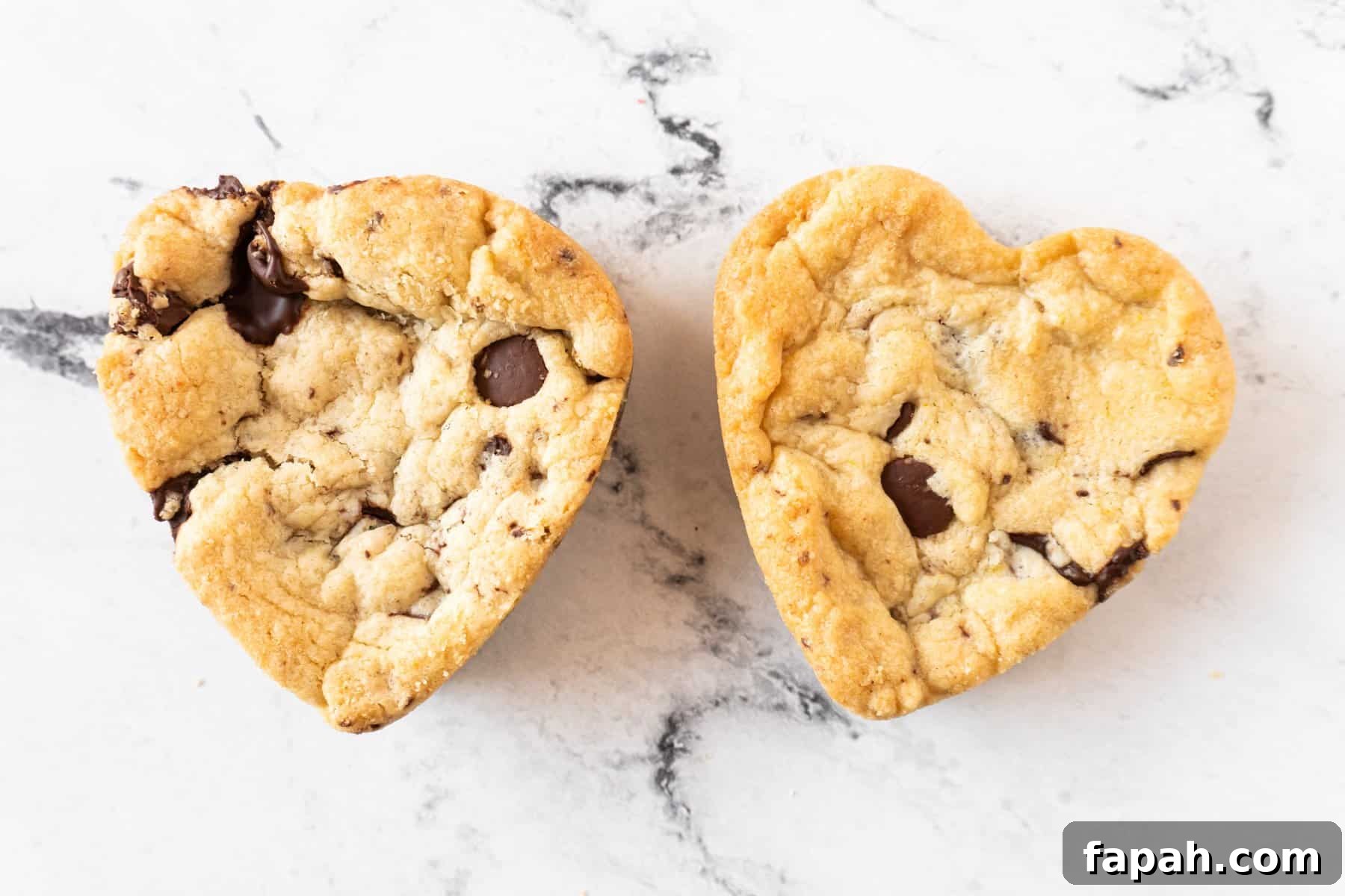 Heart-Shaped Cookies Recipe for Valentine’s Day 12 two heart cookies one with defect shown of no heart top due to silicone mold baking wrong.