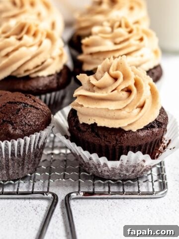 Peanut butter chocolate cupcakes.