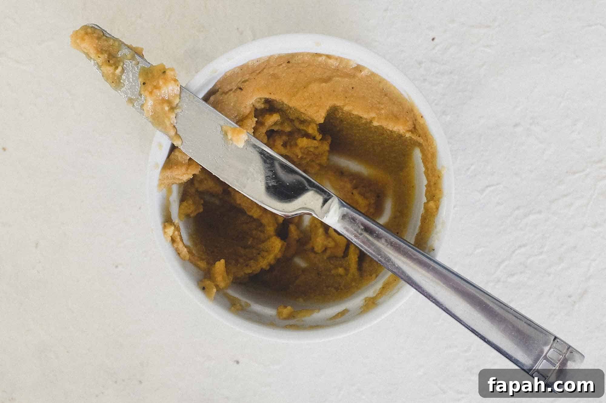 Pease Pudding with a knife