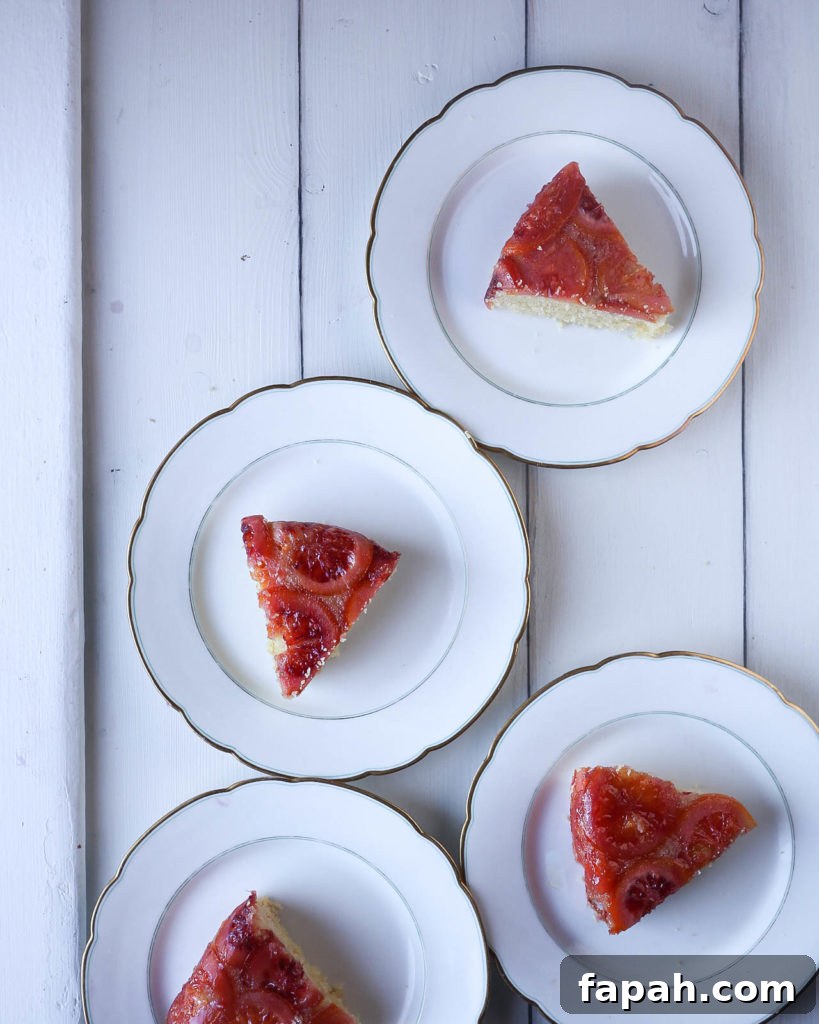 Blood Orange Upside-Down Cake Recipe You’ll Love 5 blood orange upside down cake slices