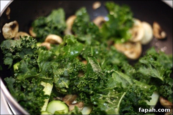 Kale and mushrooms