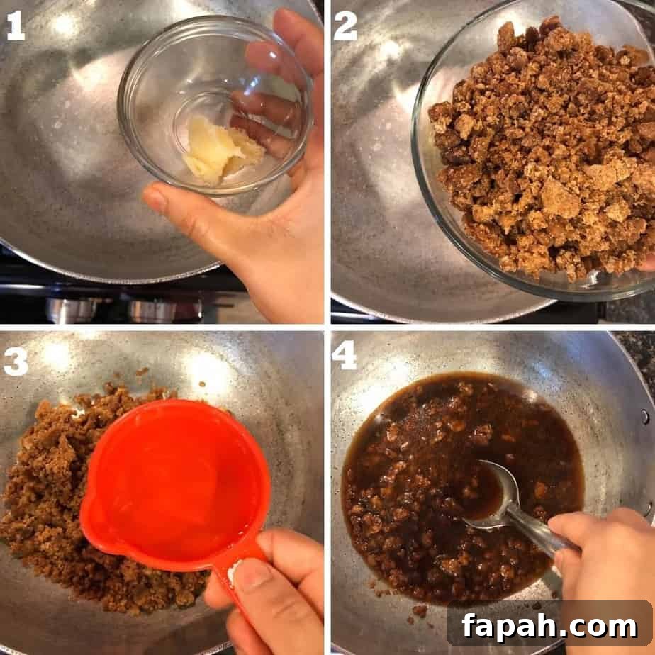 Sesame Ladoo Recipe: Traditional Til Laddu for Festivals 7 melting the jaggery for the syrup