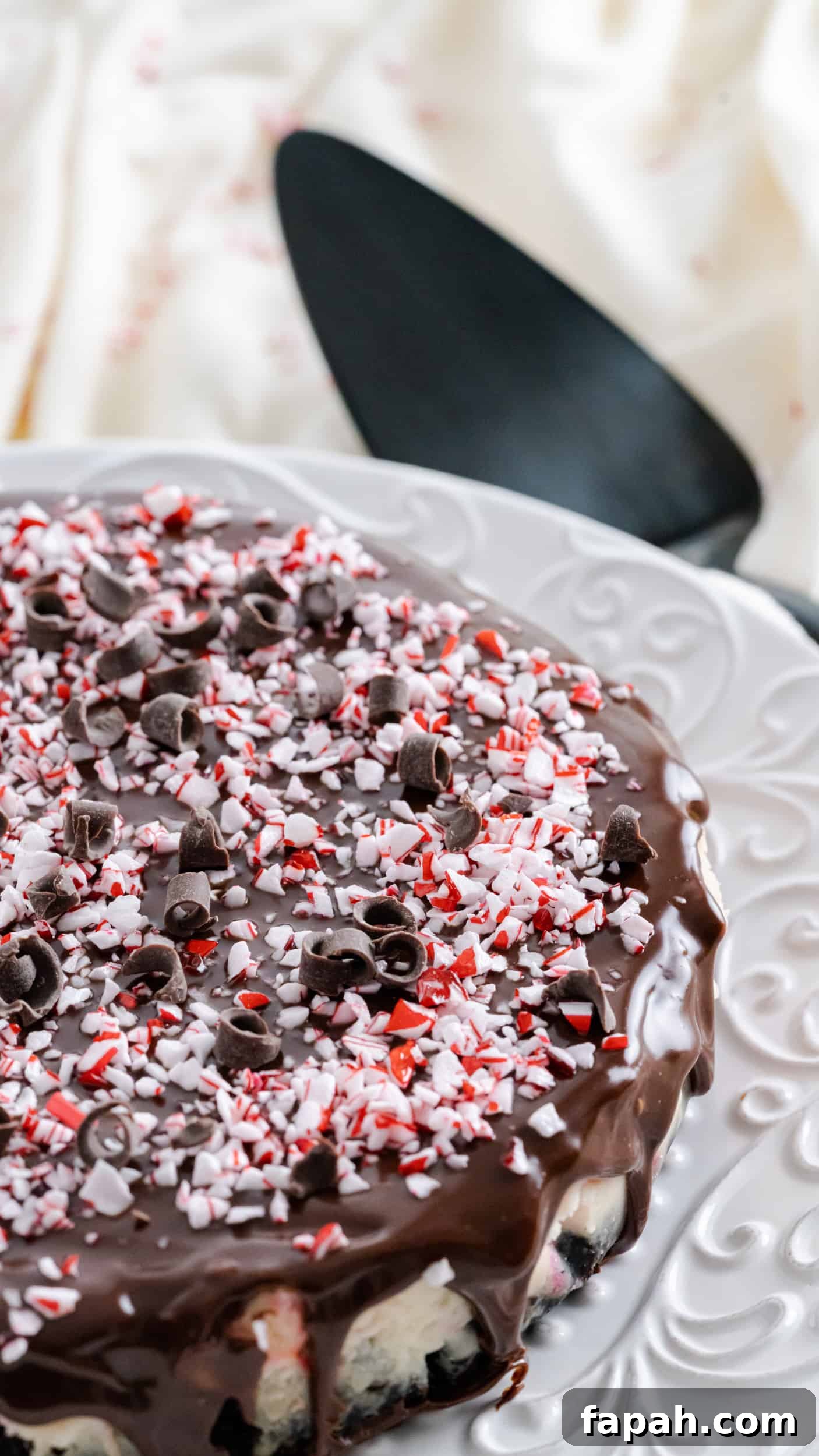 Peppermint Cheesecake with crushed candy canes.
