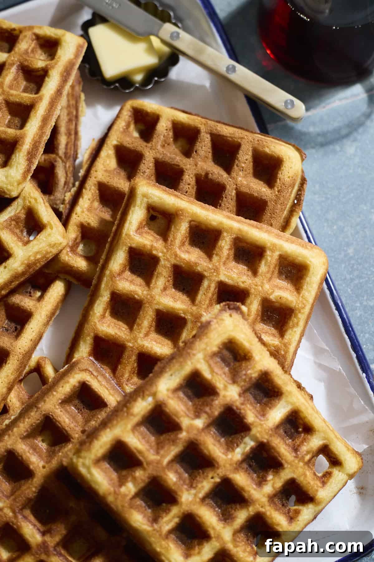 A tray of Sourdogh Cornmeal Waffles.