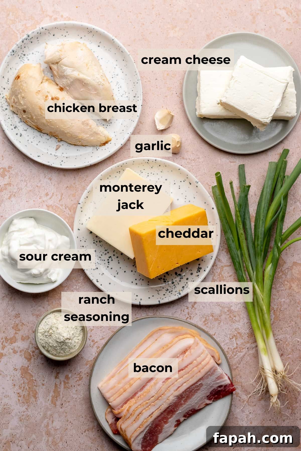 Cheesy Chicken Bacon Ranch Dip — Oven or Crockpot Recipe 3 Ingredients for chicken bacon ranch dip.