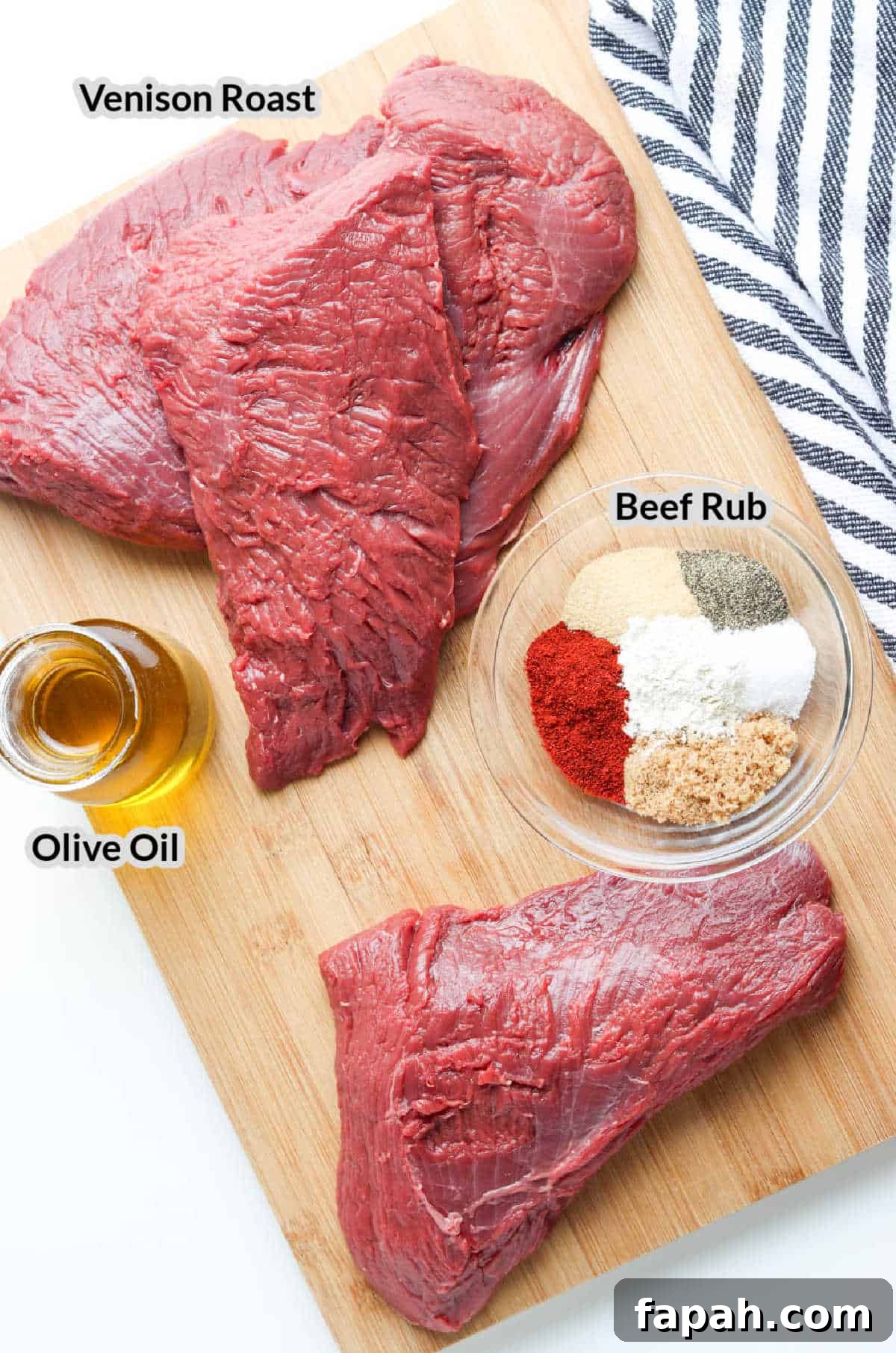 Smoken Venison Roast Overhead Image of Ingredients