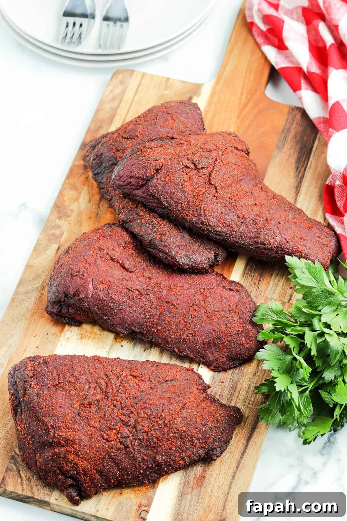 Smoked Venison Roast Recipe Just off the Smokers on Cutting Board