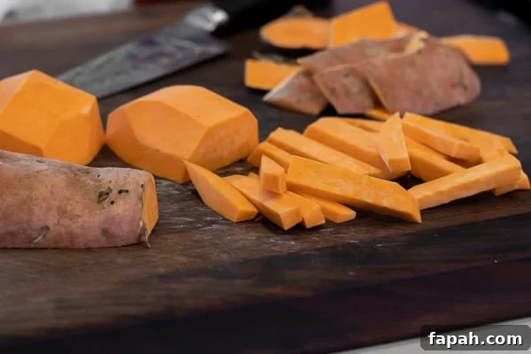 Easy instructions for how to make sweet potato french fries in an air fryer. Crispy and tastes just like deep fried but this recipe uses very little oil. Sweet potatoes make the perfect fries.