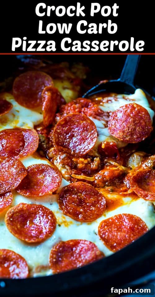 Crock Pot Low Carb Pizza Casserole #crockpot #lowcarb #pizza