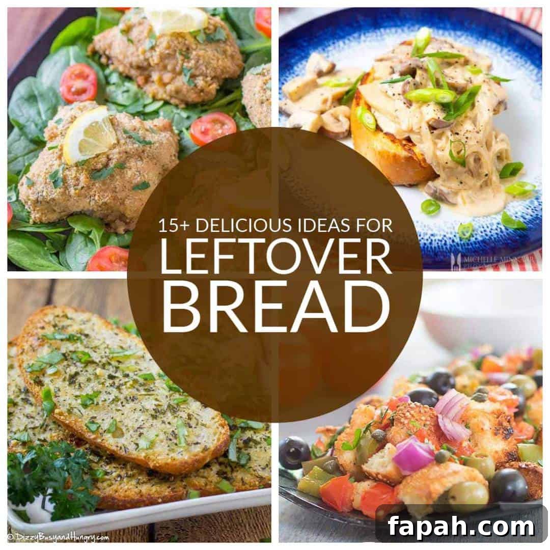 15 Creative Recipes for Using Leftover Bread 2 square collage of 4 recipes you can make with leftover bread
