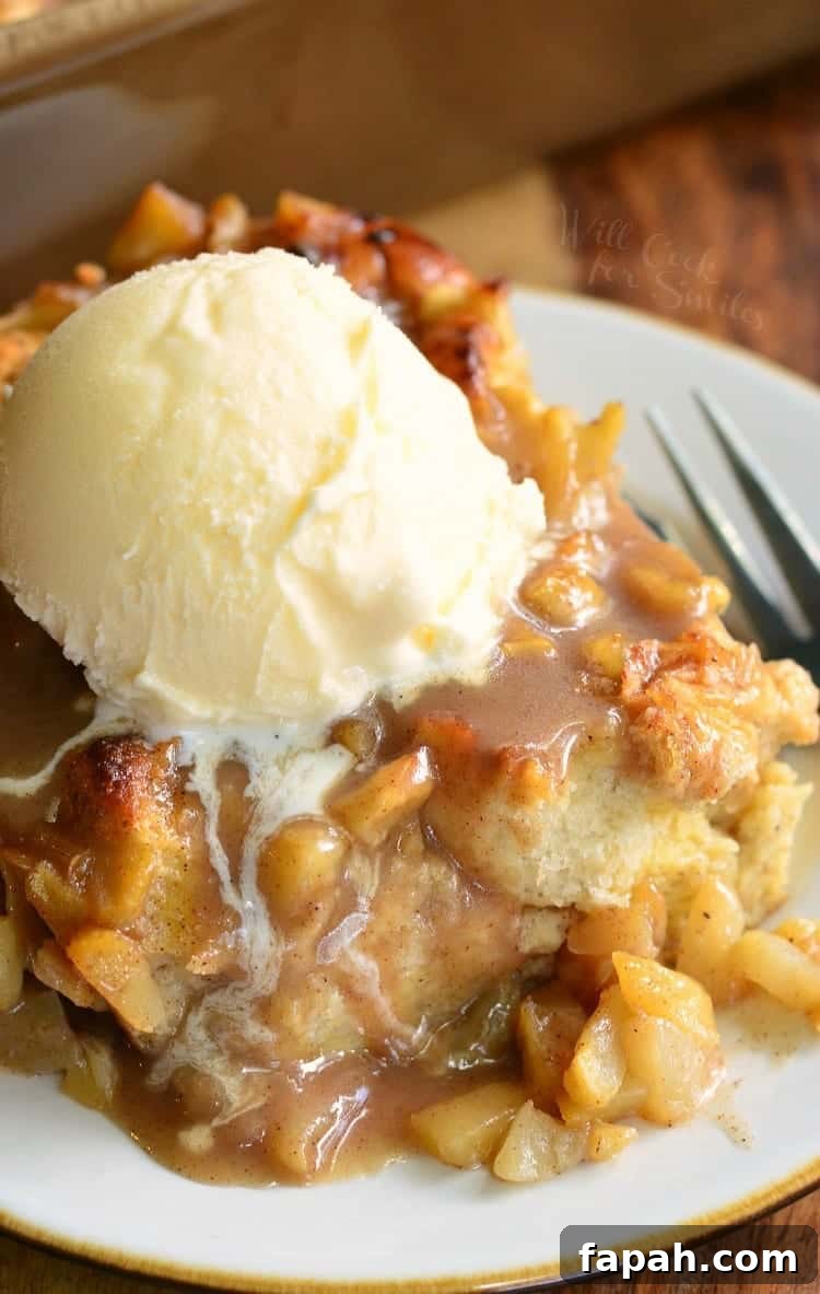 15 Creative Recipes for Using Leftover Bread 19 Slice of Apple Pie Pudding topped with vanilla ice cream