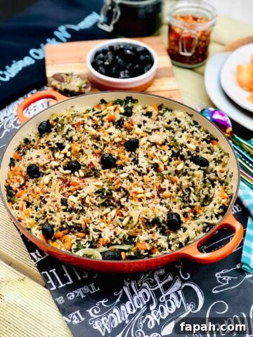 Pilau rice with wild garlic and stinging nettles