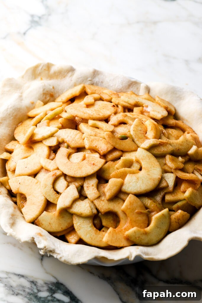 apples tossed corntarch and added to pie