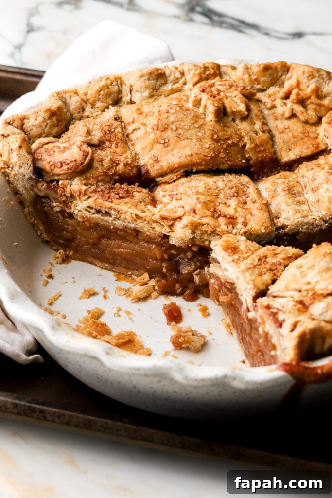brown butter apple pie with lattice crust