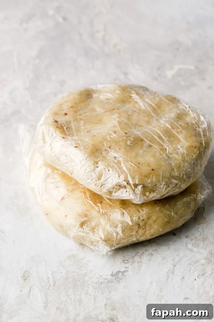 split dough in two, press them together and refrigerate