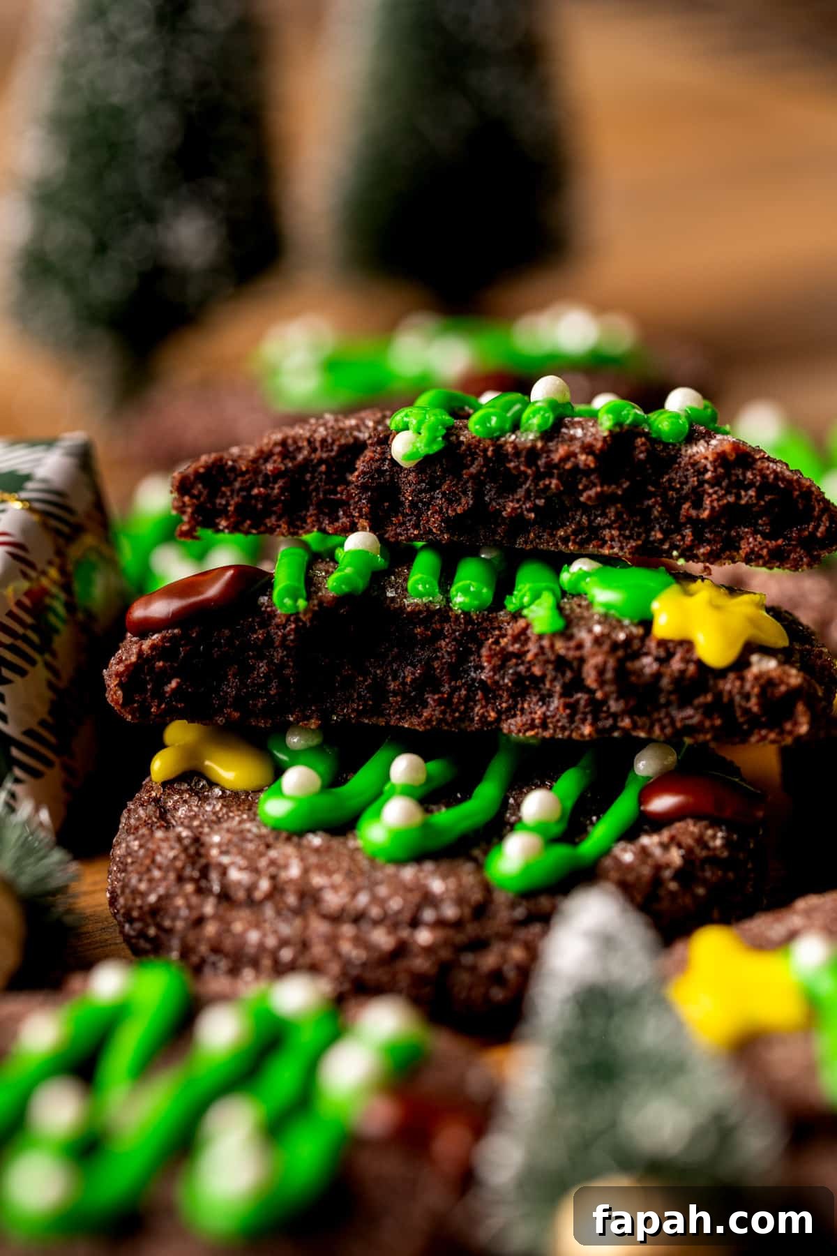 Festive Christmas Tree Cookie Recipes for Holiday Baking 12 Cookie split in half.
