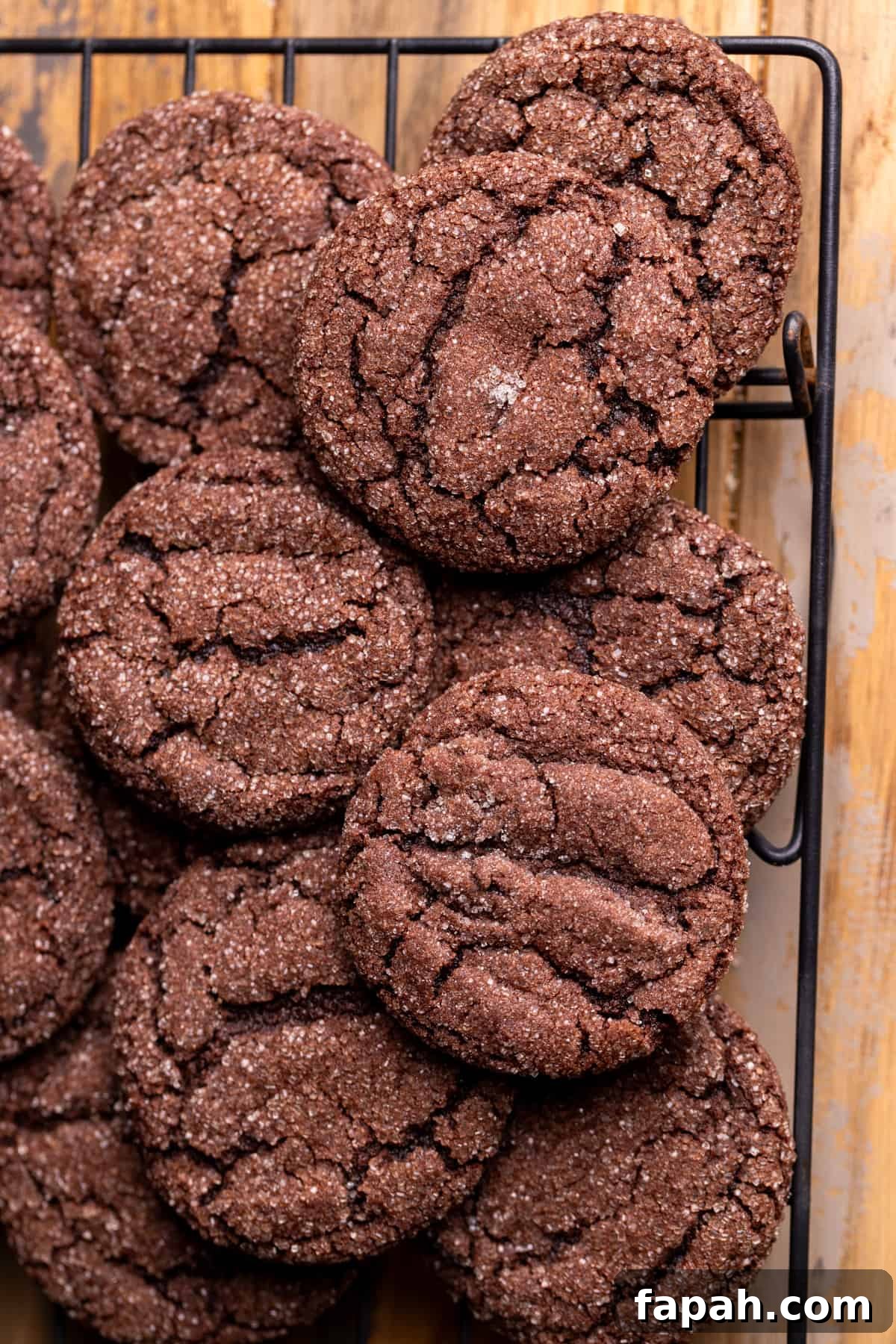Festive Christmas Tree Cookie Recipes for Holiday Baking 8 Baked chocolate cookies on a wire rack.