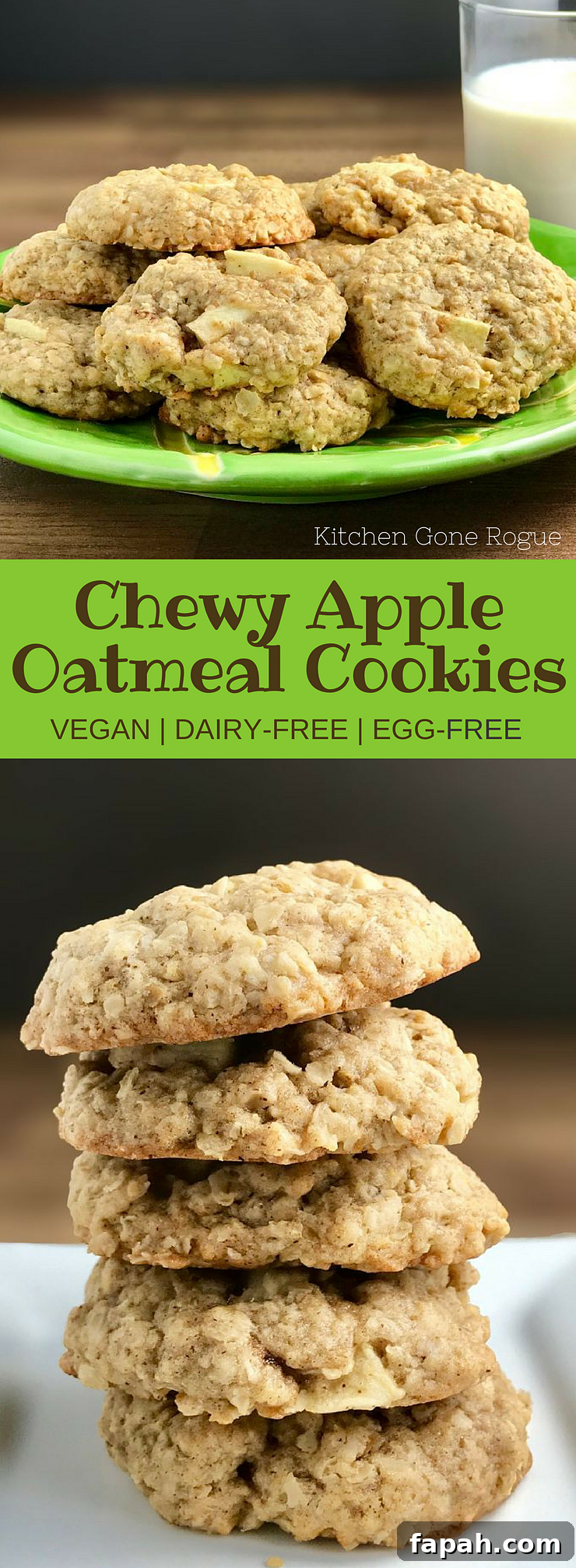 Chewy Vegan Apple Oatmeal Cookies With Cinnamon 5 Vegan Chewy Apple Oatmeal Cookies Dairy-Free Egg-Free Kitchen Gone Rogue