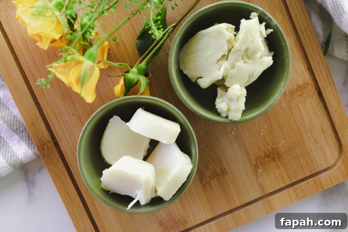 Mango Butter vs Shea Butter: Which Is Right for Your Skin? 2 Mango butter and shea in ceramic bowls.