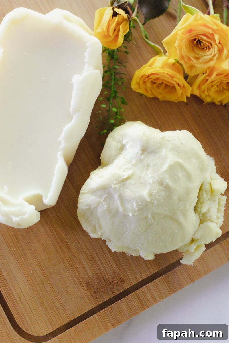 Mango Butter vs Shea Butter: Which Is Right for Your Skin? 5 Mango butter and shea butter on a wooden board.