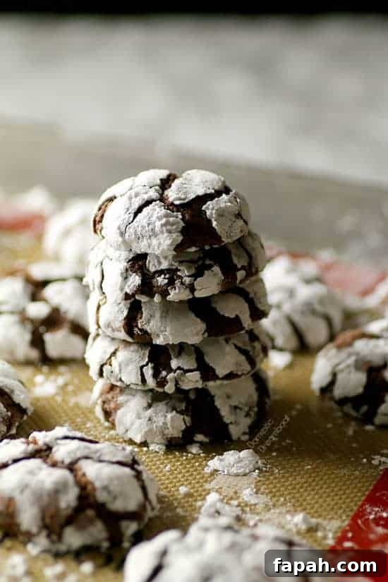 Three Chocolate Crinkle Cookie Recipes: Classic, Mint, and Espresso 5 Chocolate Crinkle Cookies - Domestic Dreamboat #cookies #christmas #chocolate
