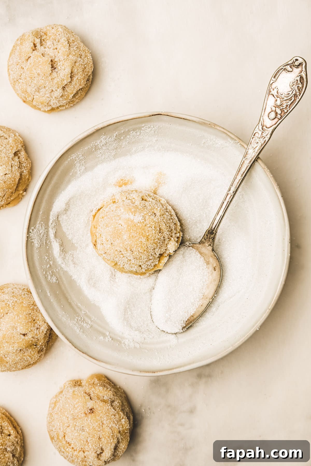 bowl with sugar mixture for brown butter cookies
