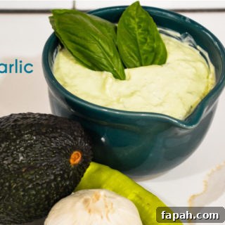 Avocado garlic aioli is a simple aioli made in the food processor with avocado, basil, mayonnaise, garlic, shallots, and lemon juice.