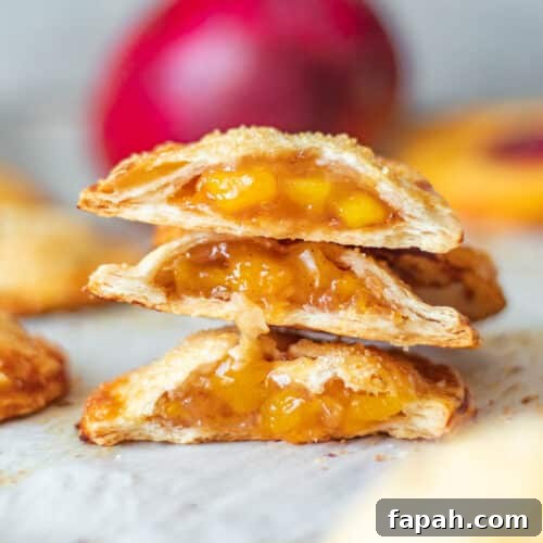 stack of peach mango pie slices