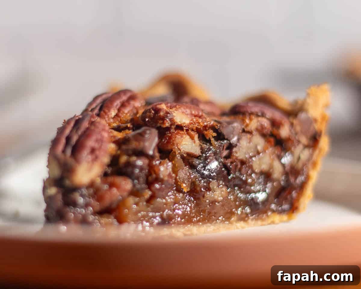 Chocolate Chip and Pecan Pie Recipe: Chocolate-Pecan Pie Guide 5 Slice of chocolate chip pecan pie recipe with rich chocolate, brown sugar filling, and crisp pie crust.