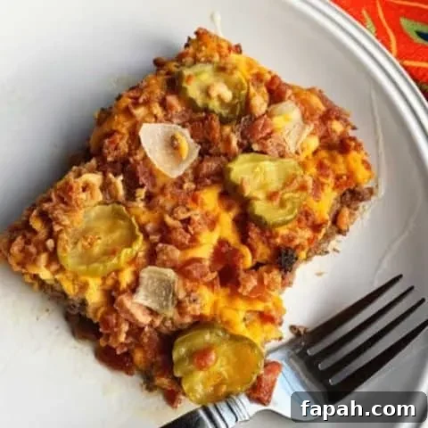 fork and serving of bacon cheeseburger casserole