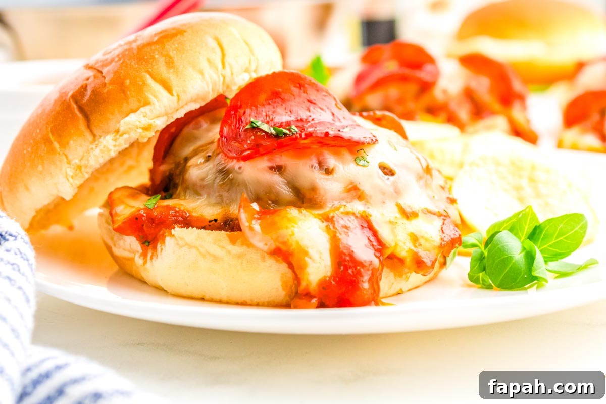 Pizza Burger Recipe: How to Make Savory Pizza-Style Burgers 3 A pizza burger on a white plate.