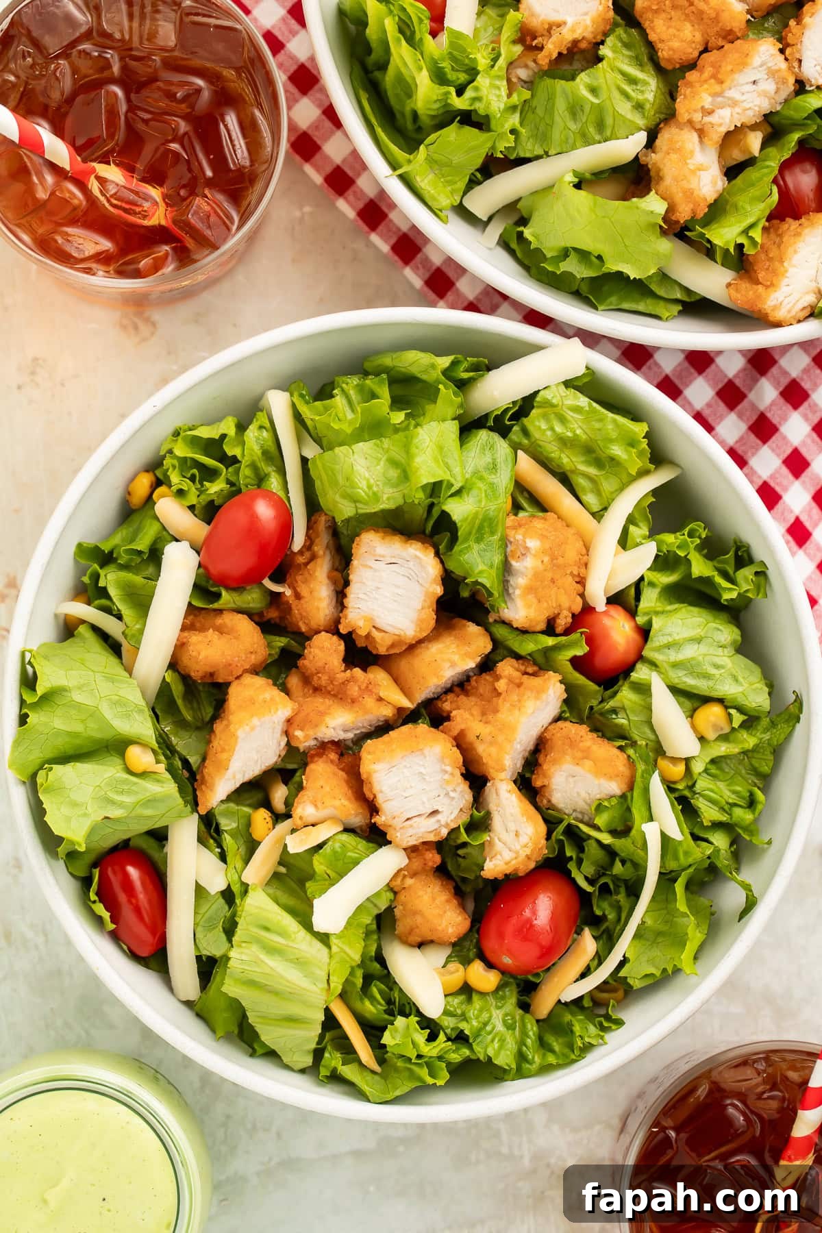 Chick-fil-A Cobb Salad Recipe: Classic Copycat Version 3 Chick-Fil-A cobb salad copycat in a bowl on a table.