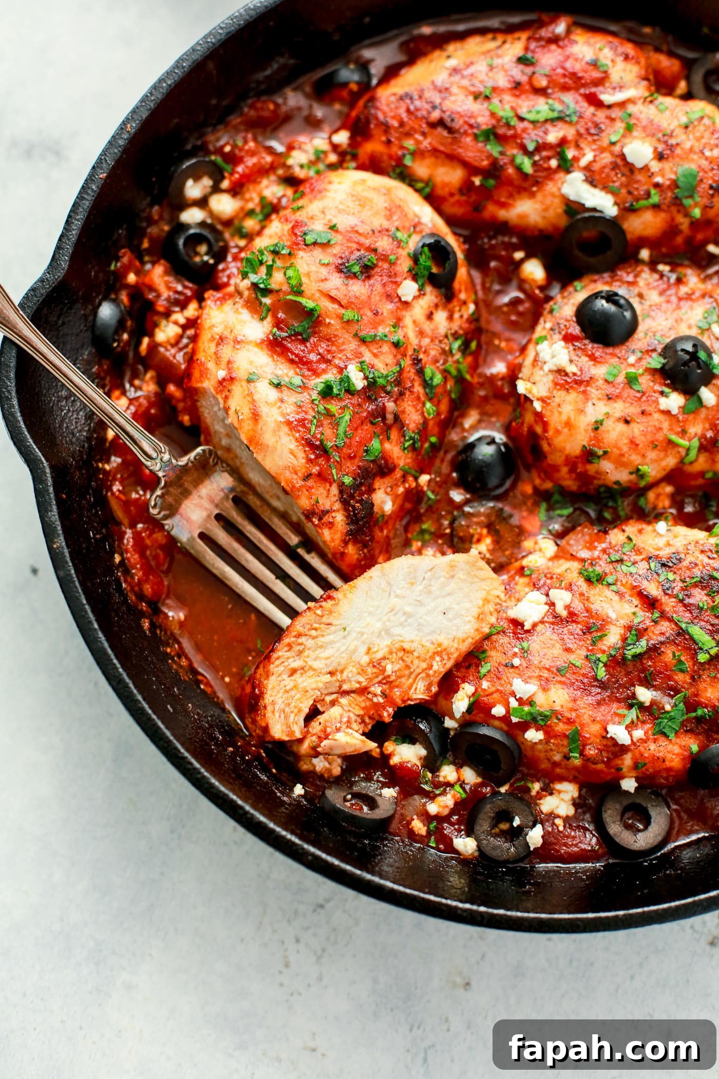 60 Delicious Whole30 Recipes for Every Meal and Snack 19 chicken mediterranean in a cast iron skillet