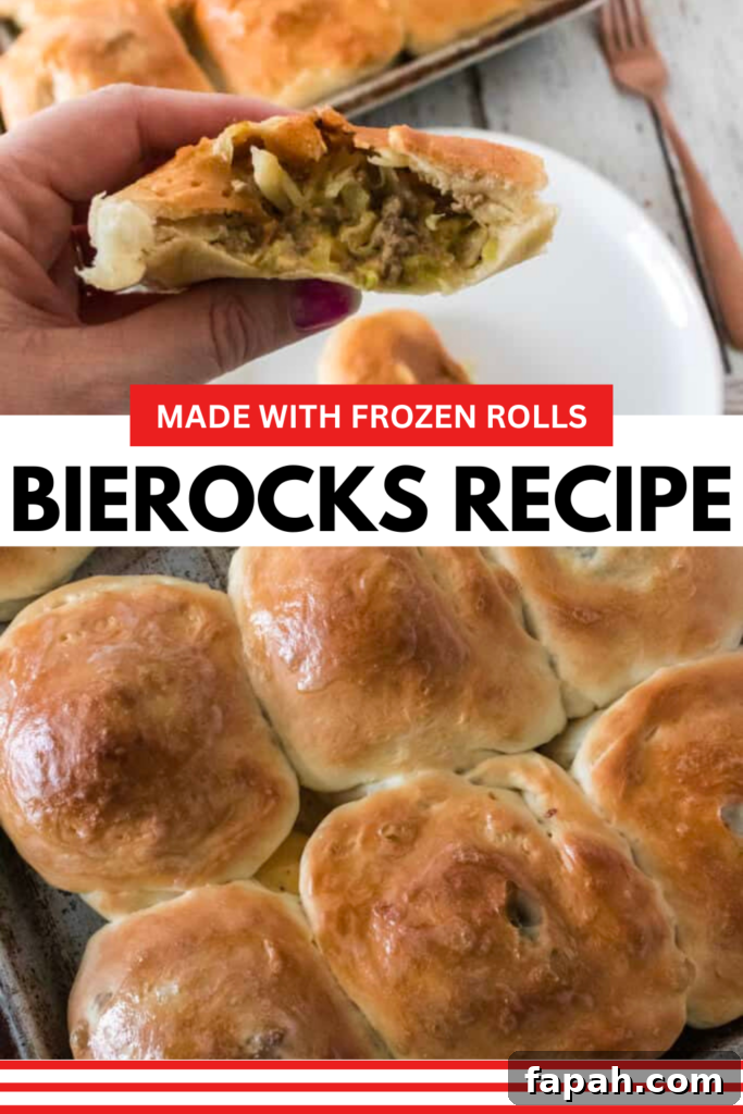 Quick Bierocks Made with Frozen Dinner Rolls: Simple Weeknight Recipe 10 bierocks in a collage images