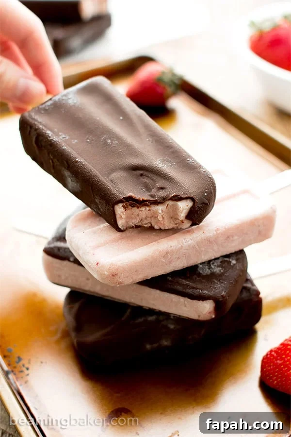 Chocolate-covered Strawberry Ice Cream Bars