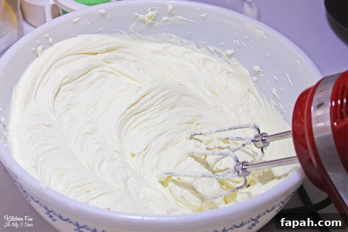Mixing filling for Valentine's cheesecake