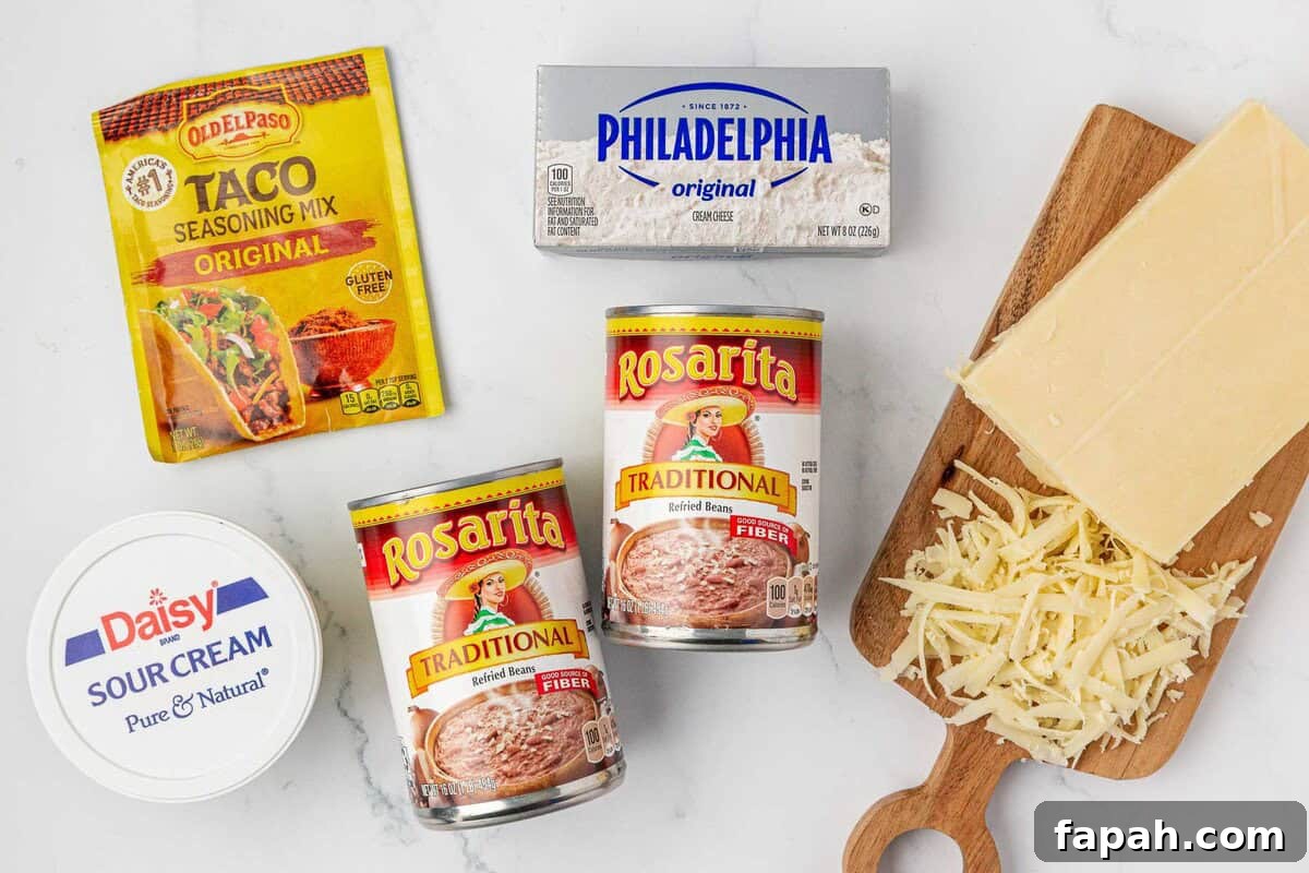 ingredients needed to make cream cheese bean dip