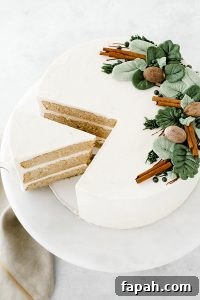 Eggnog Cake - a rich butter cake with hints of cinnamon and nutmeg, paired with a creamy eggnog buttercream | by Carrie Sellman for TheCakeBlog.com