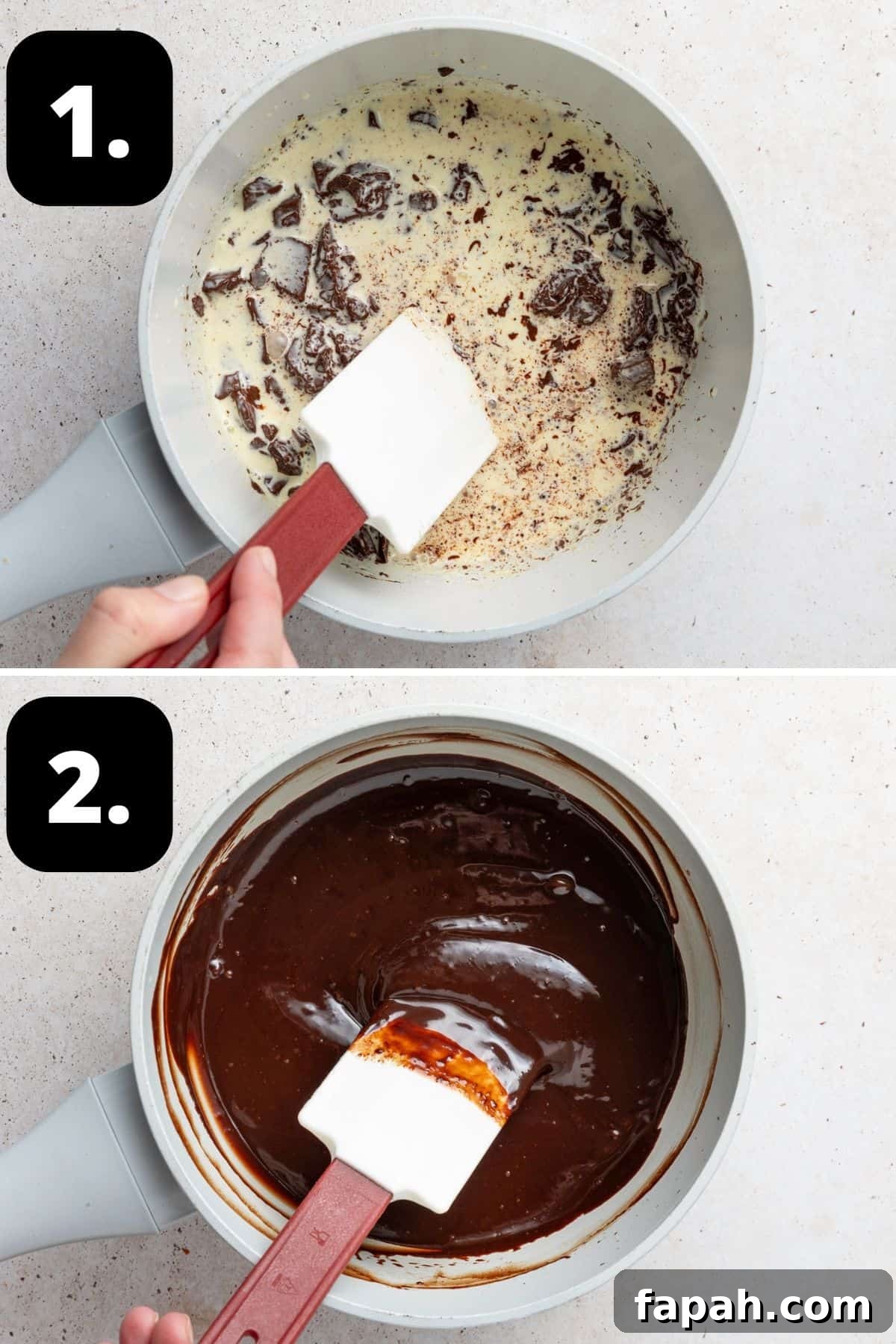 Decadent Pistachio Truffle Recipe — No-Bake Chocolate Pistachios 5 Steps 1-2 of preparing this recipe: stirring through the chopped chocolate into the warm cream and the mixture combined.